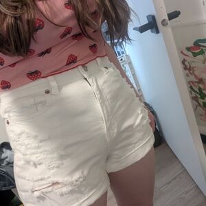 American Eagle Outfitters White Distressed Shorts